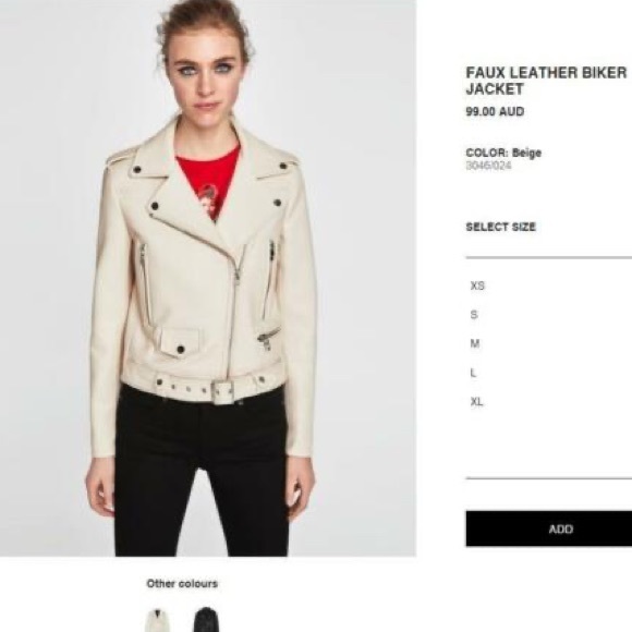 zara beige faux leather jacket